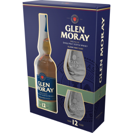 GLEN MORAY 12 YO Speyside Single Malt Scotch Whisky su taurėmis