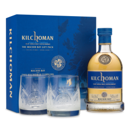 Kilchoman Machir Bay Whisky su 2 taurėmis